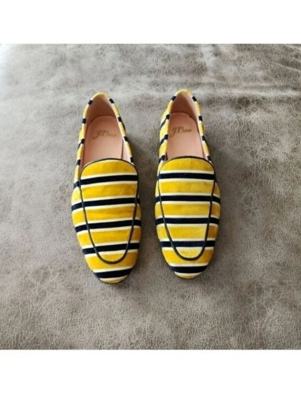 J. Crew Cecile Slippers In Striped Velvet Size 6